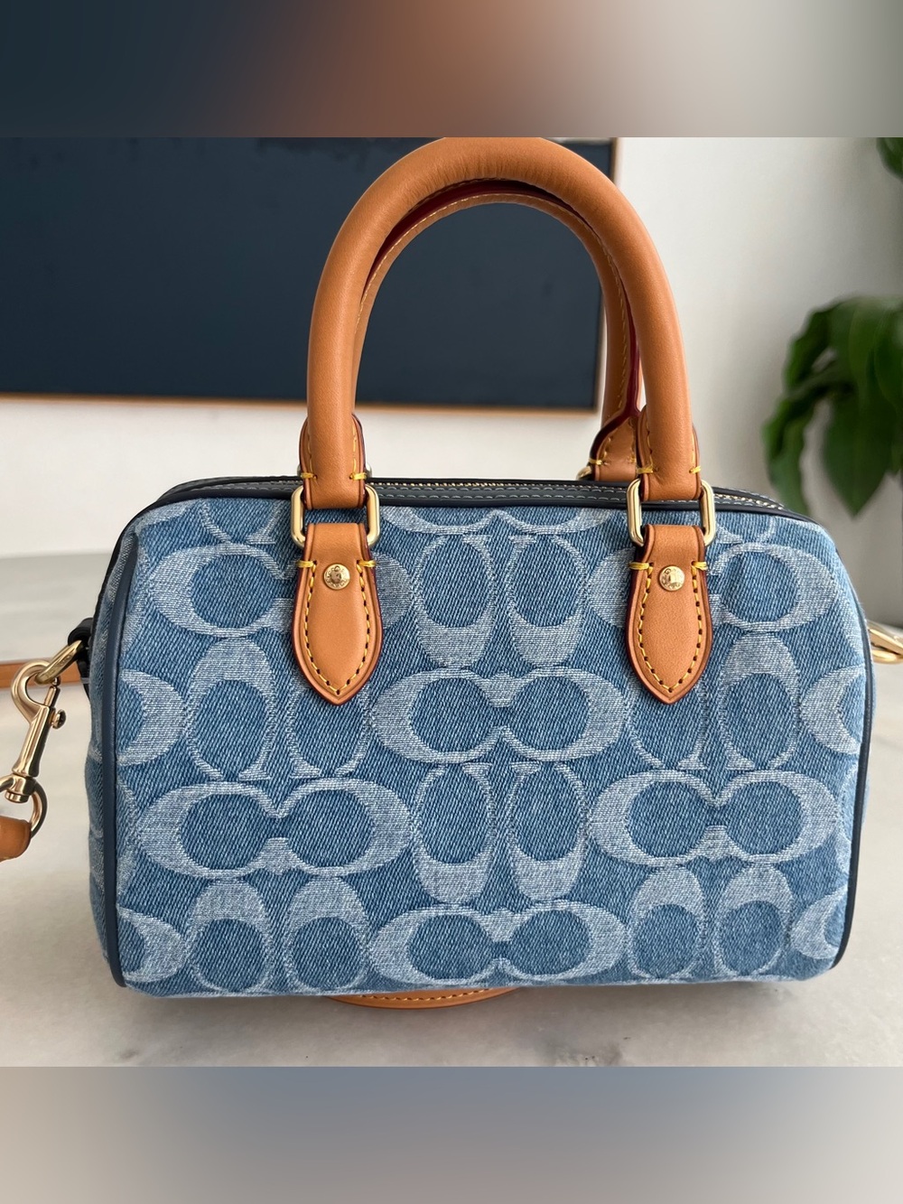 Coach Mini Rowan Denim Signature NWT - Picture 3 of 10